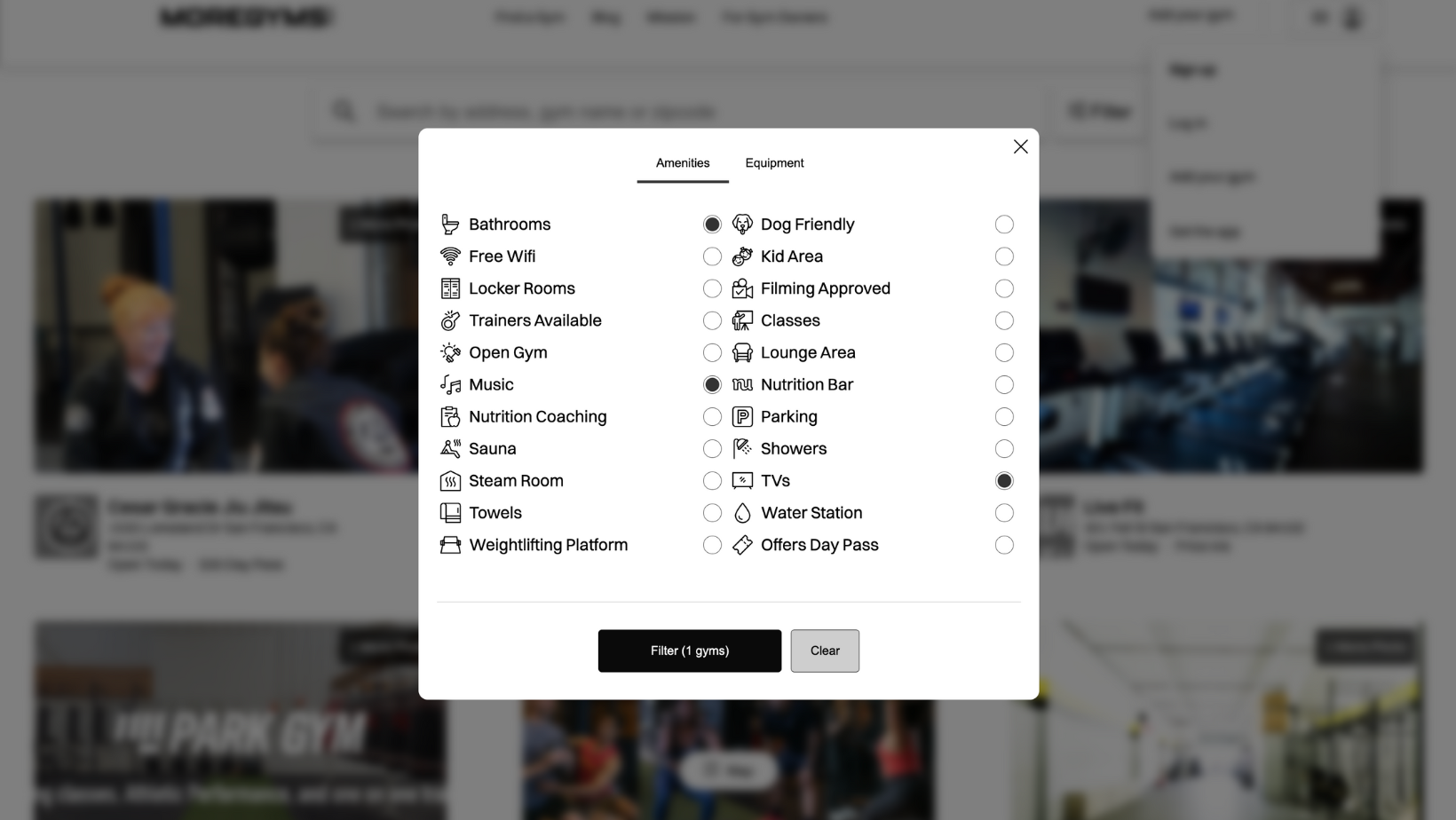 MoreGyms Search